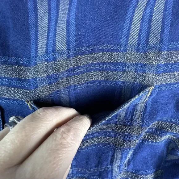 32 Bar Blues Shirt Mens Large Blue Plaid Textured Long Sleeve Button Down Shirt - Picture 9 of 13